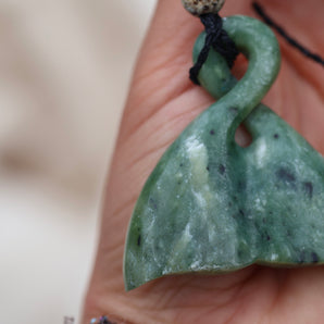 Nephrite Jade Whale Tail Pendant