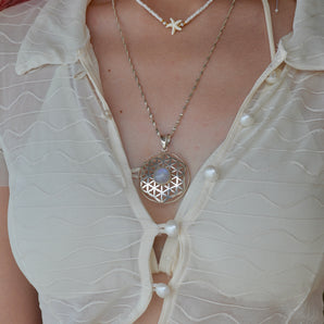 Moonstone Seed Of Life Necklace