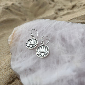 Silver Lotus Earrings