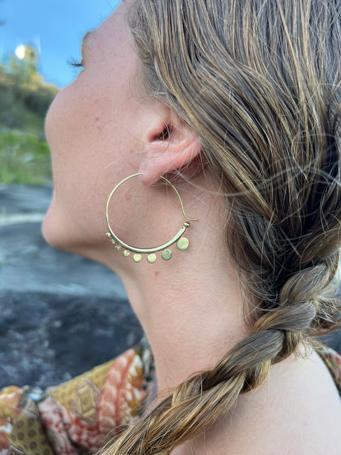 Brass Crop Circle Earrings