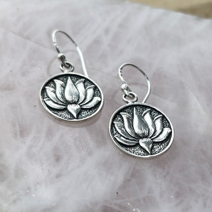 Silver Lotus Earrings