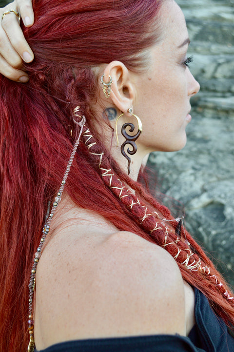 River Goddess Wood and Brass Earrings