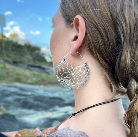 Silver Flower Of Life Earrings