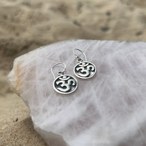 Silver Om Earrings