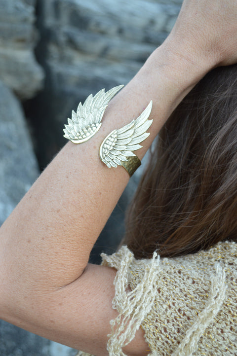 Brass Angel-Wing Bracelet