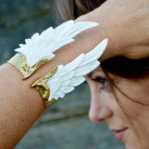 Hand Carved Bone Angel Wing Bracelet