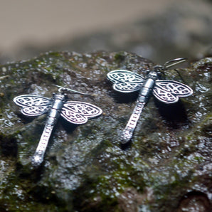 Silver Dragon Fly Earrings