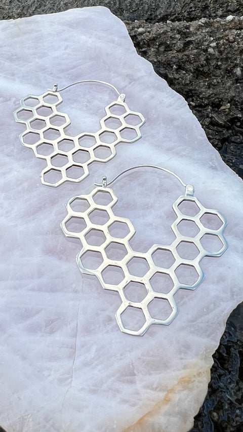 Silver HoneyComb Earrings