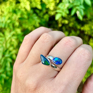 Rare Black Opal & Sterling Silver Ring
