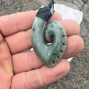 Hand Carved Jade Tribal Fish Hook