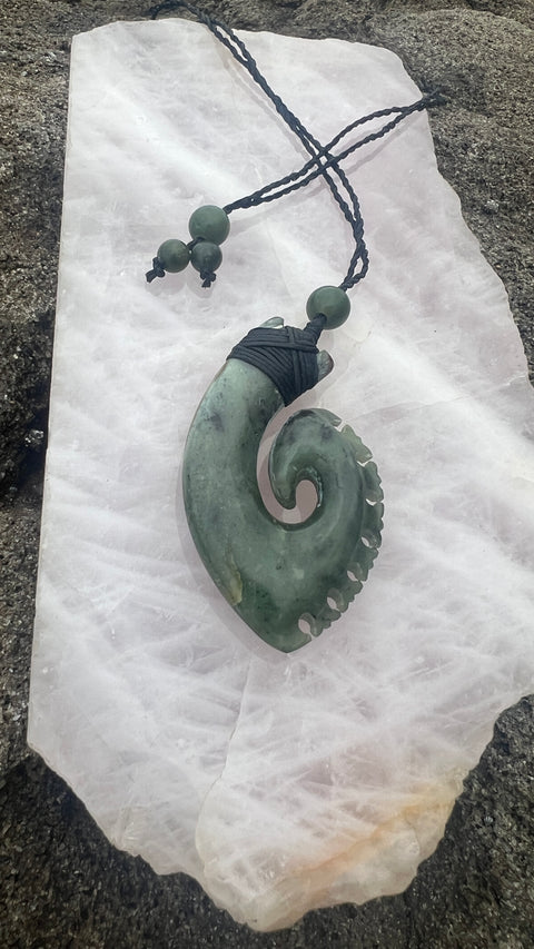 Hand Carved Jade Tribal Fish Hook