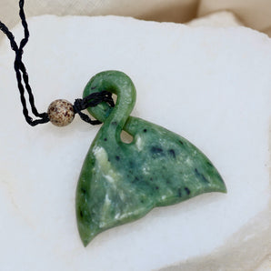 Nephrite Jade Whale Tail Pendant