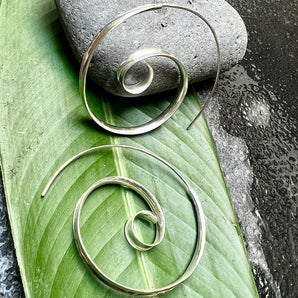 Bold Silver Spiral Earrings