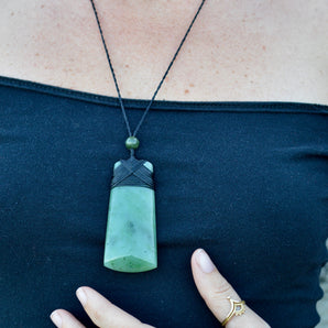 Hand Carved Green Jade Power Pendant