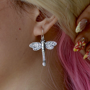 Silver Dragon Fly Earrings
