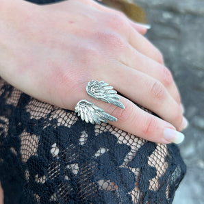 Silver Angel Wing Ring
