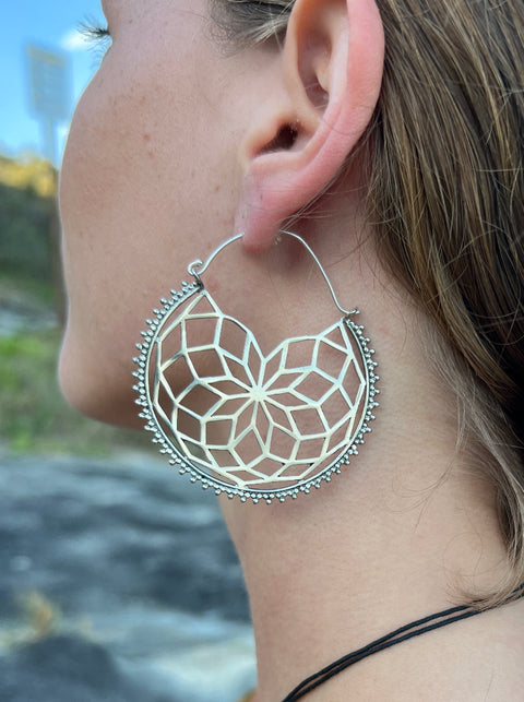 Silver Flower Of Life Earrings