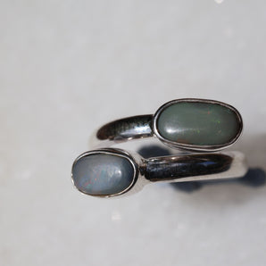 Double Opal Silver Ring