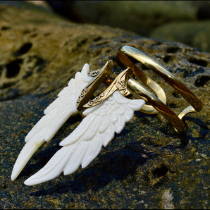 Hand Carved Angel Wing Bracelet