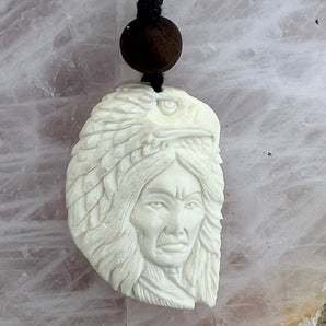 Hand Carved BoneEagle Totem Necklace
