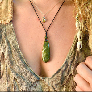 Hand Carved Green Jade Necklace