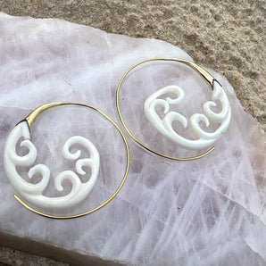 Eternal Wave Bone & Brass Earrings