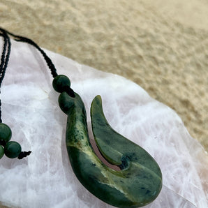 Green Jade Whale Tail Necklace