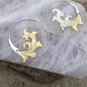 Hand Carved Shell & Silver Serena Earrings