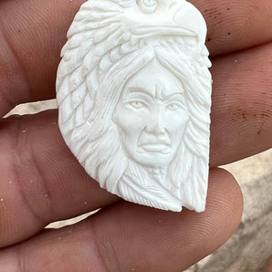 Hand Carved BoneEagle Totem Necklace