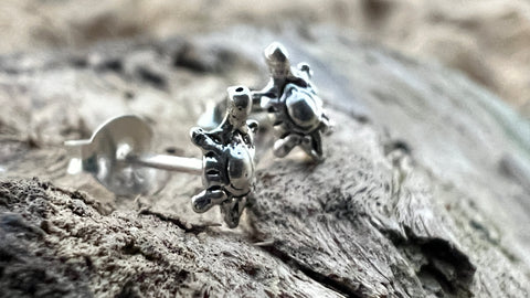 Silver Baby Turtle Studs