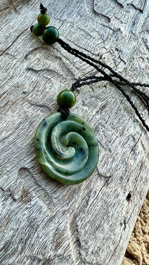 Green Jade Sacred Swirl Necklace