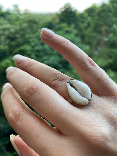 Silver Cowrie Shell Ring