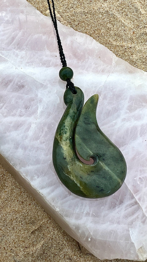 Green Jade Whale Tail Necklace