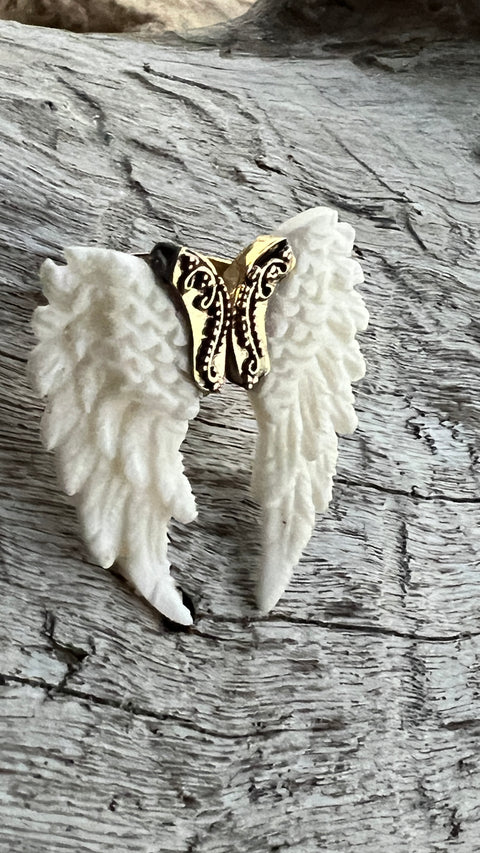 Bone & Brass Angel Wing Ring