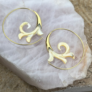 Hand Carved Shell & Brass Gabriel Earrings