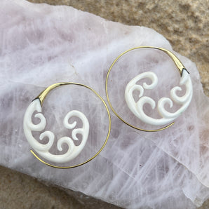 Eternal Wave Bone & Brass Earrings