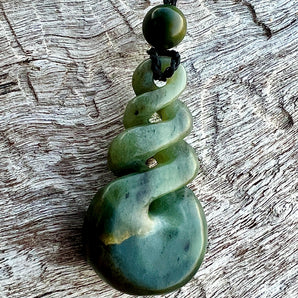 Hand Carved Green Jade Infinity Necklace