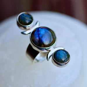 Labradorite Moon Goddess Ring