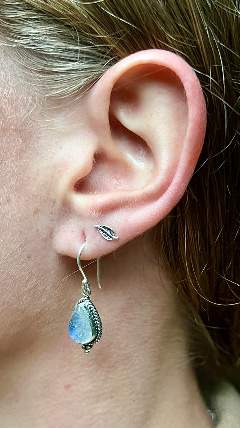 Silver Moonstone Drop Earrings