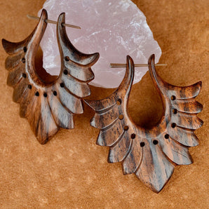 Daisy Hand Carved Wood Earrings