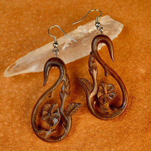 Wooden Flower Earrings.