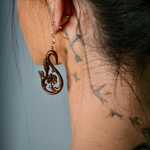 Wooden Flower Earrings.