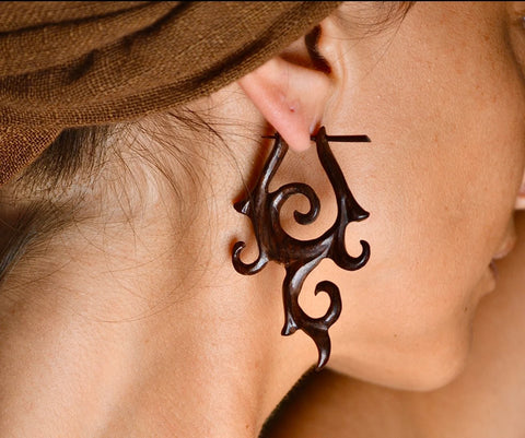Wood 2025 carved earrings