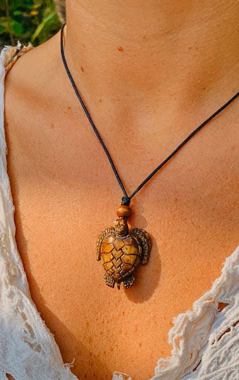 Hand Carved Tribal Turtle Pendant