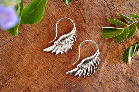 Handmade Silver Wing Earrings