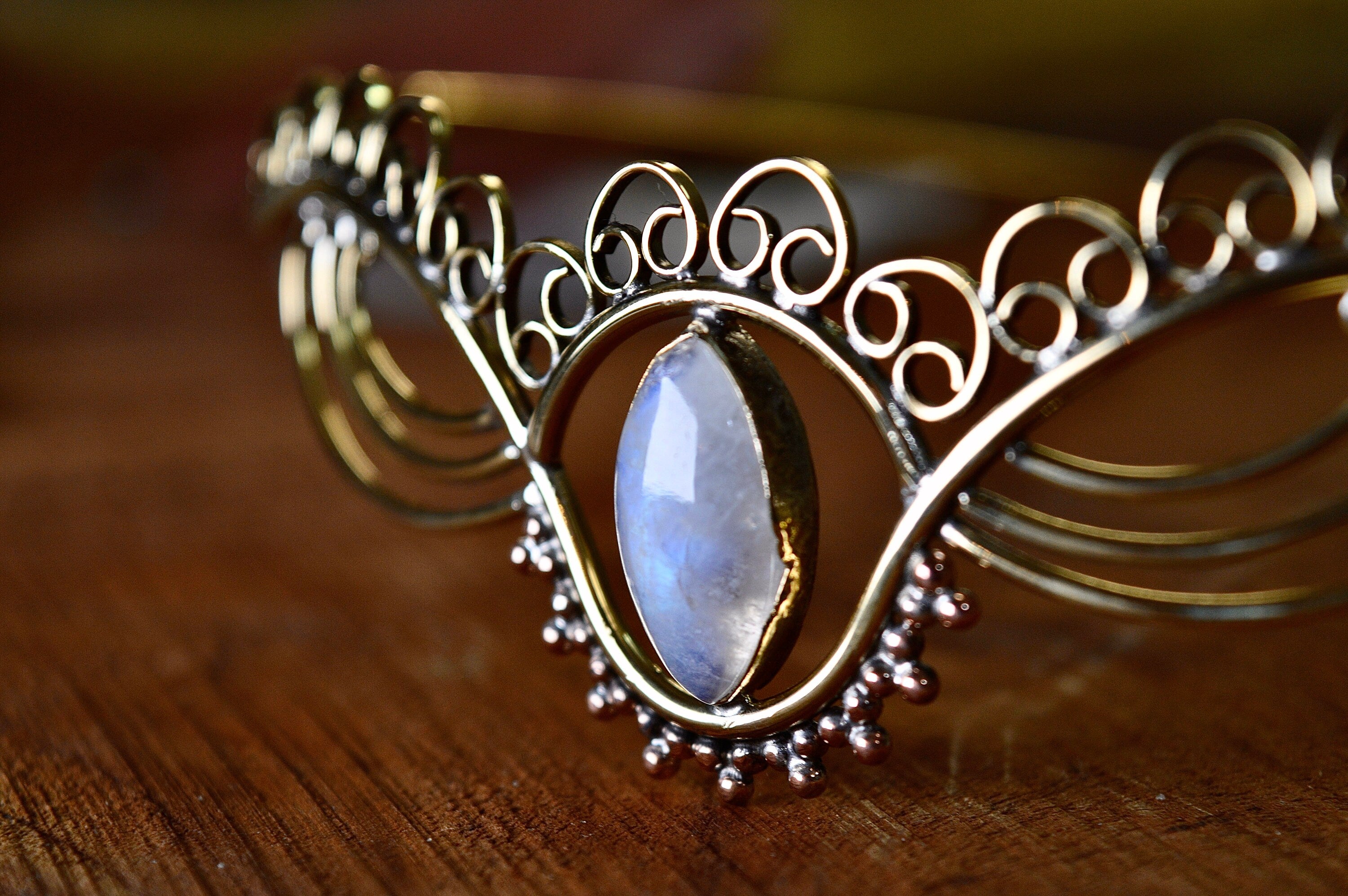 Brass & Moonstone Pixie Crown.