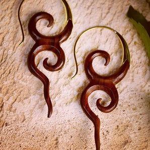 River Goddess Wood and Brass Earrings