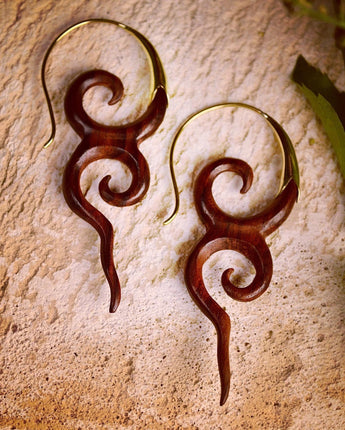 Wooden spiral earrings on sale