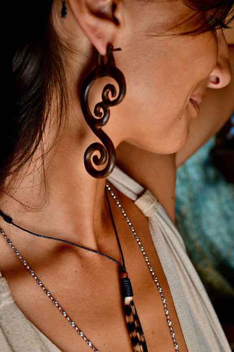 Hand Carved Tribal Earrings