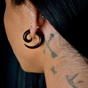 Hand Carved Spiral Earrings